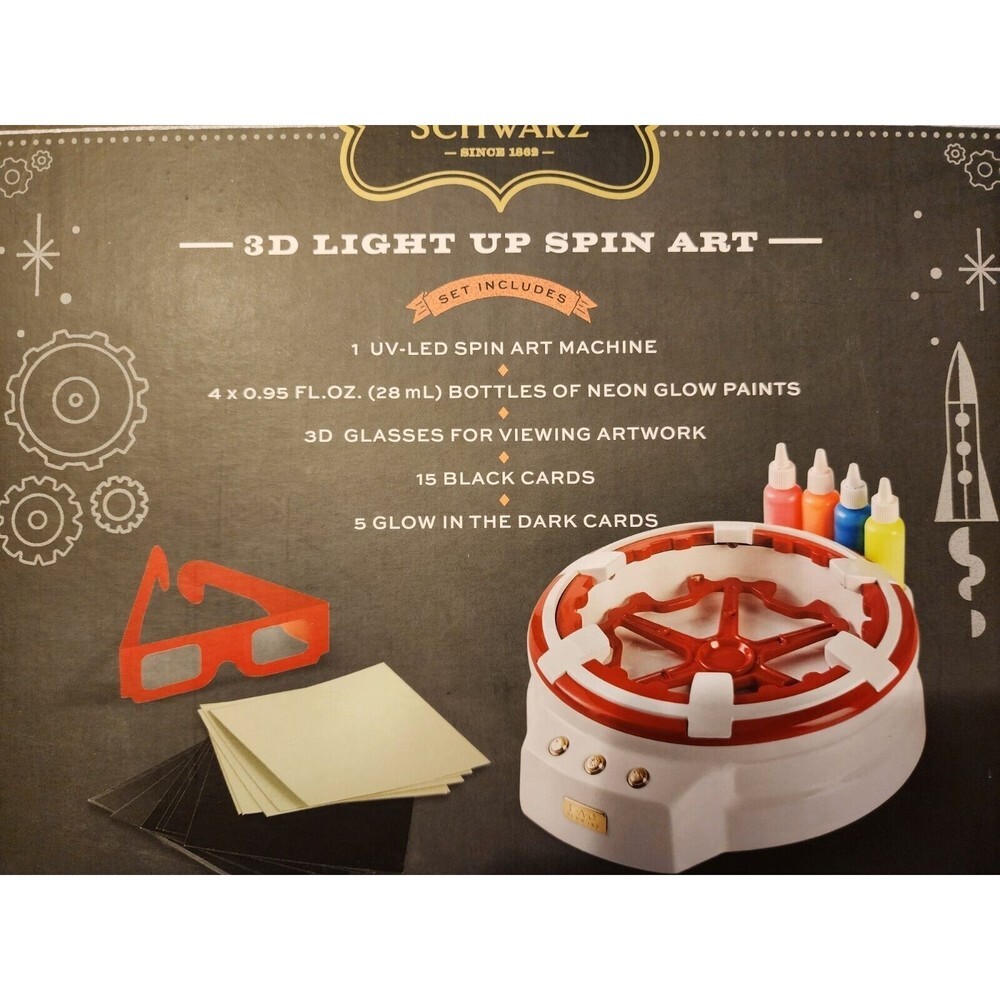 FAO Schwarz 3d Light Up Spin Art 26 Pieces Neon Glow Christmas Girt Kids Unisex - Picture 4 of 6